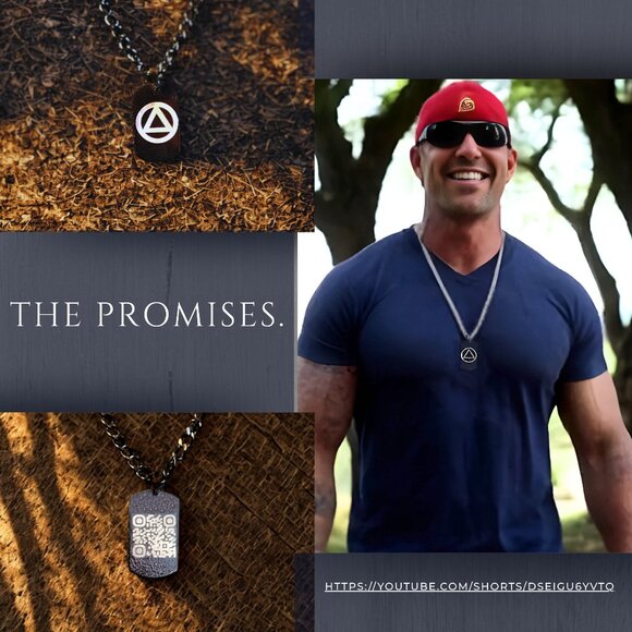 Sobriety Jewelry, Engraved Steel Alcoholics Anonymous AA Necklace Presentation - Picture 1 of 7